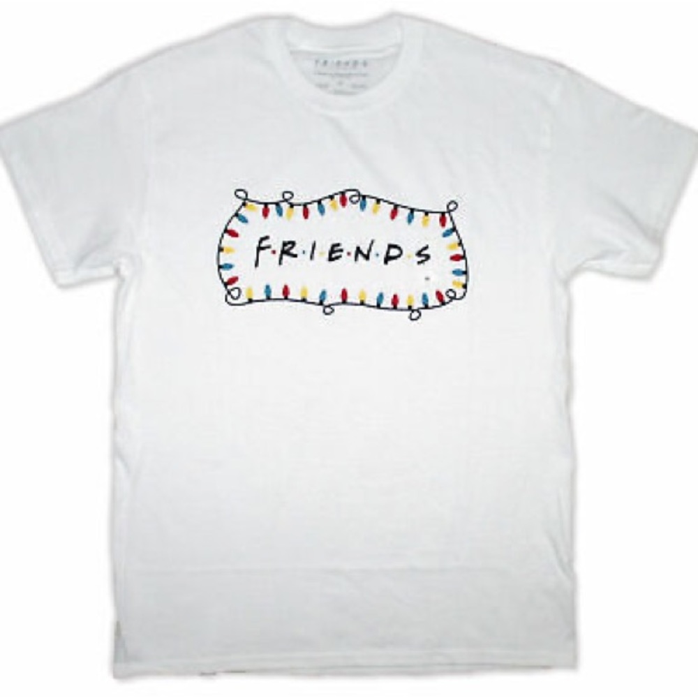 Friends Christmas Lights Logo White T-Shirt Size XL NWT